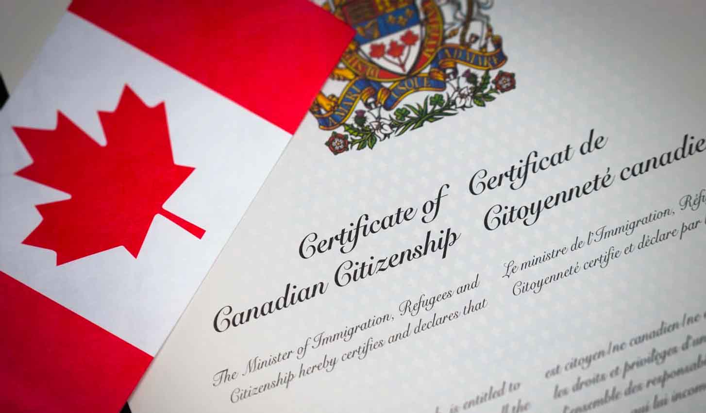 Canadian flag with Certificate of Citizenship