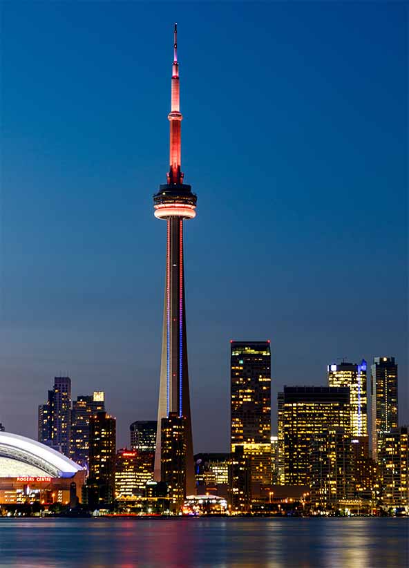 A photo of Toronto, Canada at night